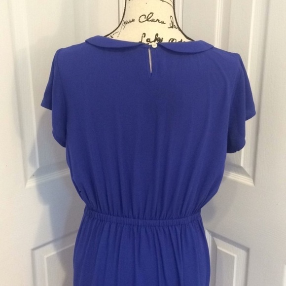 J Crew‎ Royal Blue Peter Pan Collar Dress pockets midi career or casual size 0 - Picture 5 of 10